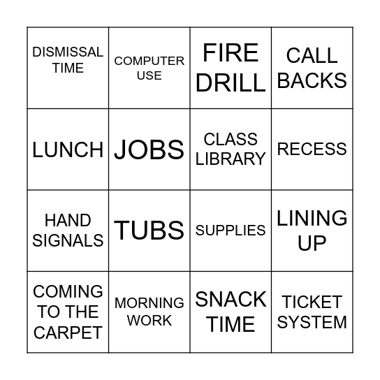 PROCEDURES BINGO Card