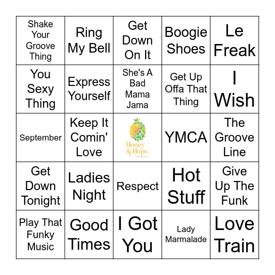 Disco Music Bingo Card