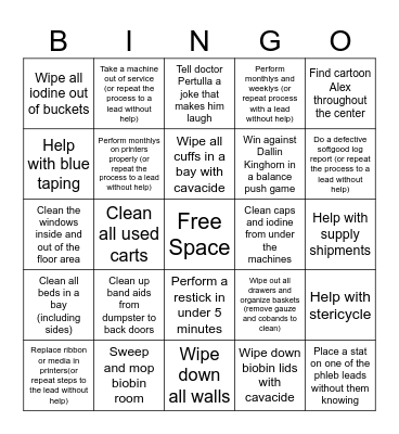Phlebotomist Bingo! Bingo Card