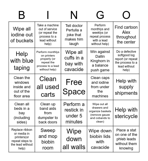 Phlebotomist Bingo! Bingo Card