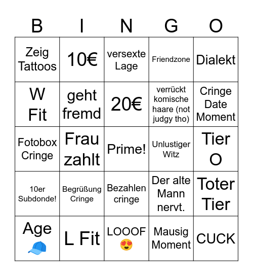 First Dates Bingo Filow Bingo Card