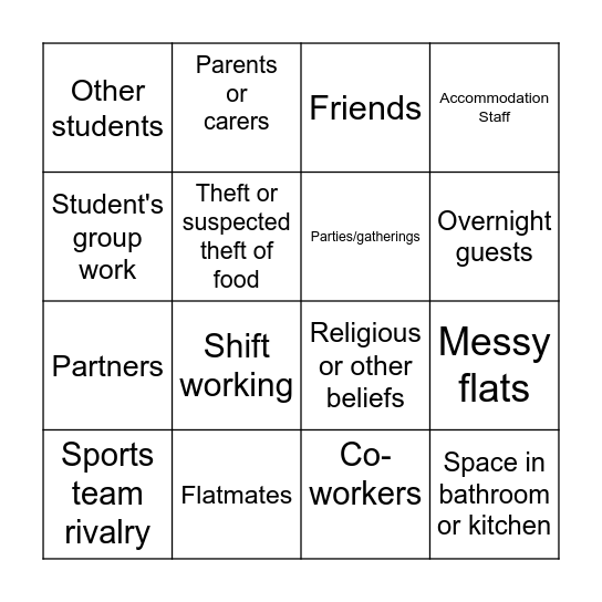 Conflict Bingo Card