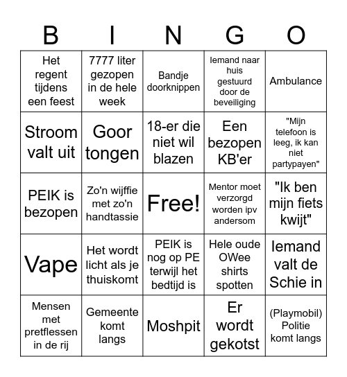 OWee bingo Card