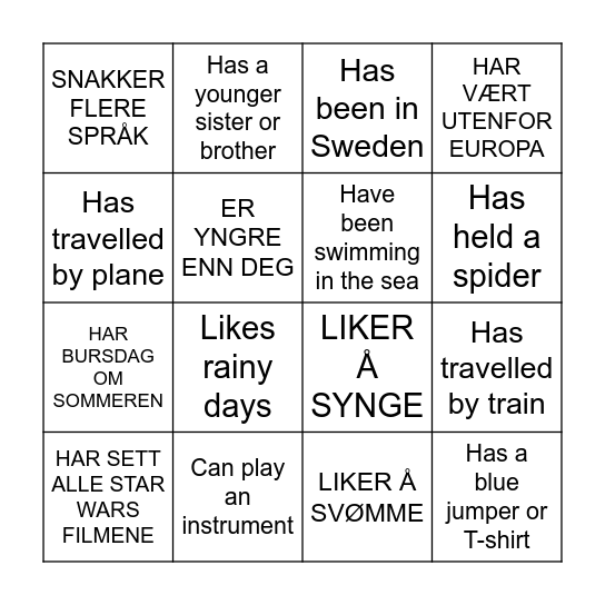 FIND SOMEONE WHO... Bingo Card