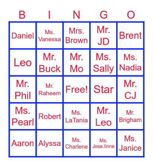 Classroom 2 Bingo Card