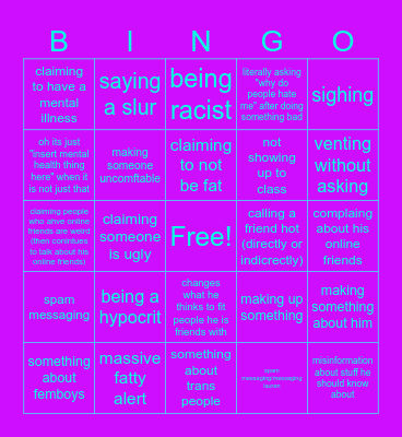 Ugly Transphobic Racist Homophobic Sewer Mole Bingo Card