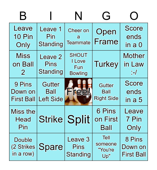 Bowling Bingo Card