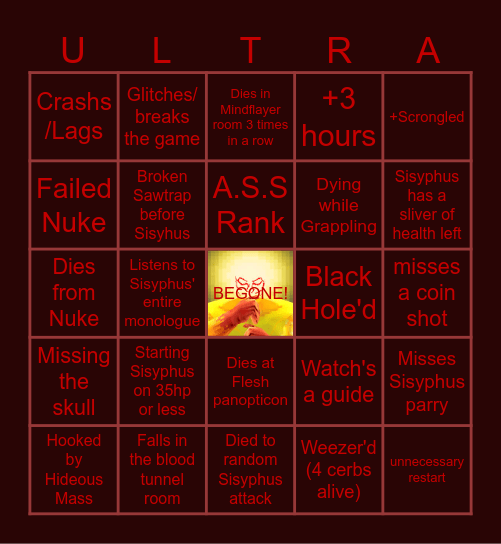 Ultrakill P-2 bingo Card