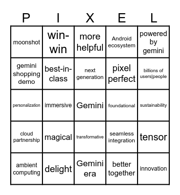 Made By Google Bingo Card