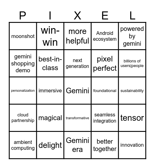 Made By Google Bingo Card