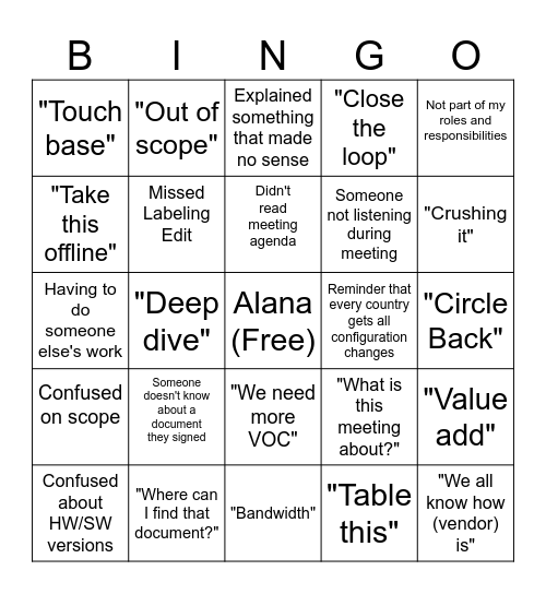 CFT Bingo Card