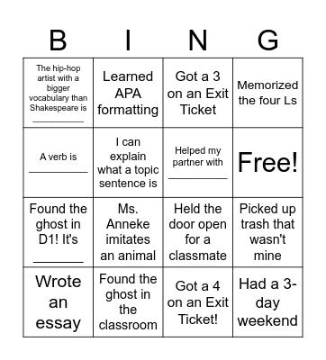 AUTUMN BINGO Card