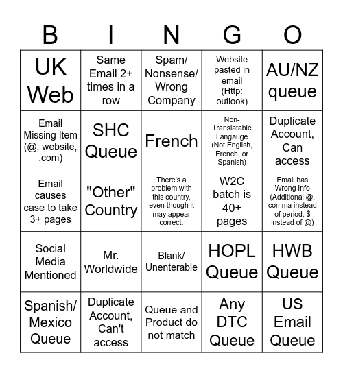 W2c bingo card