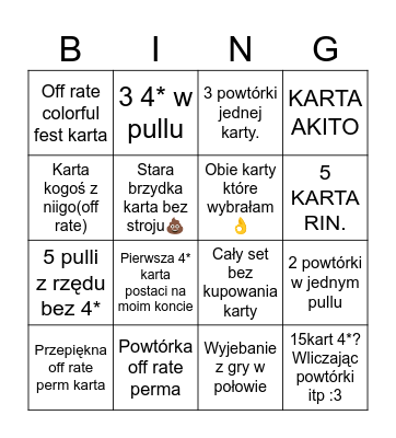 Colorful fest Bingo Card