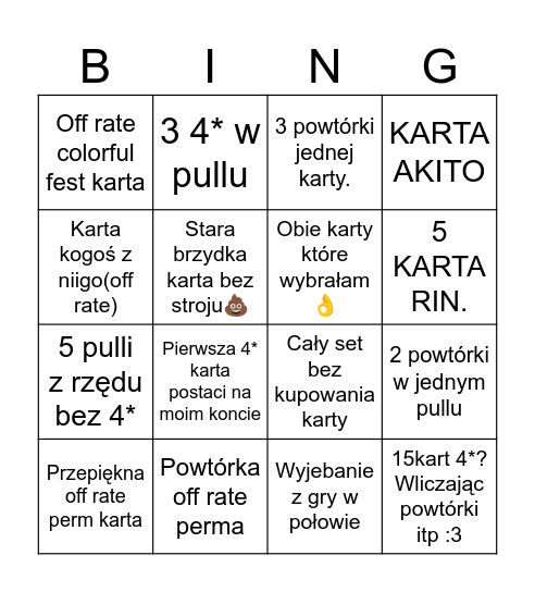 Colorful fest Bingo Card