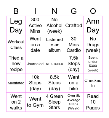 HOT GIRL BINGO Card