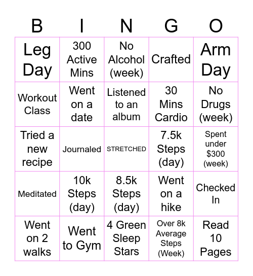 HOT GIRL BINGO Card