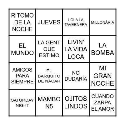 BINGO MUSICAL SANT ROC Bingo Card