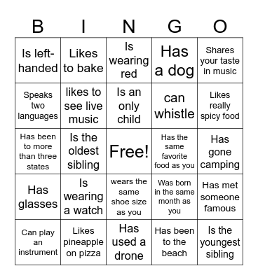 Icebreaker Bingo: Find Someone Who Bingo Card