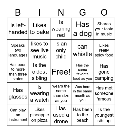 Icebreaker Bingo: Find Someone Who Bingo Card