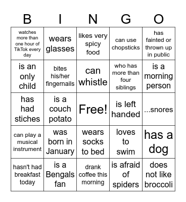 Find someone who... Bingo Card
