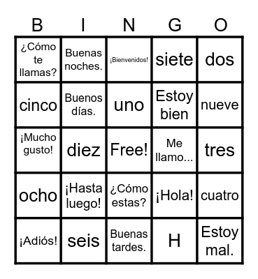 Dimitrova Bingo  ¡Bienvenidos! Bingo Card