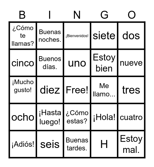 Dimitrova Bingo  ¡Bienvenidos! Bingo Card
