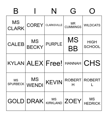 CHS 2024-25 Bingo Card