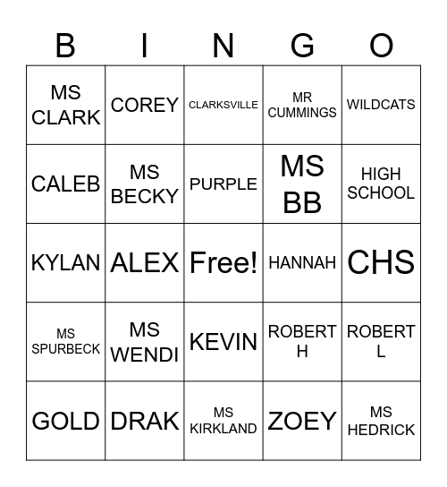 CHS 2024-25 Bingo Card