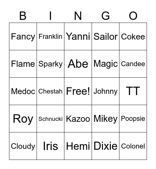 PFDC Bingo Card
