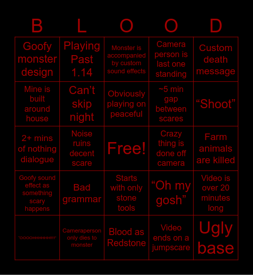 Solo Savage Creepypasta Bingo 2.0 Bingo Card