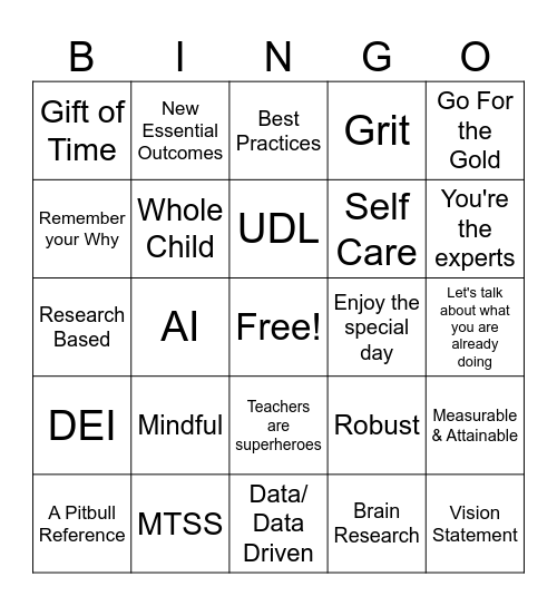 BACK To SCHOOL BREAFAST Bingo Card