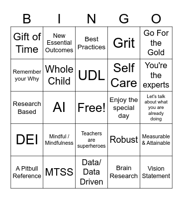 BACK To SCHOOL BREAFAST Bingo Card