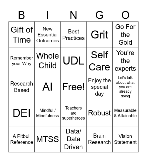 BACK To SCHOOL BREAFAST Bingo Card