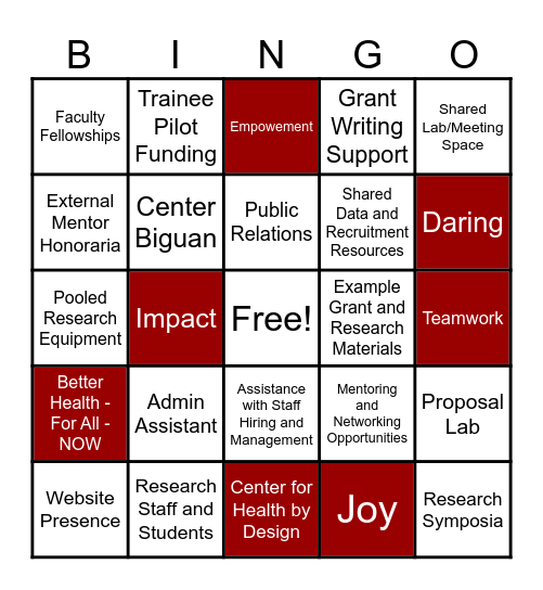 CHxD Resources Bingo Card