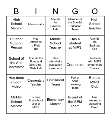 MIPS August PD Bingo! Bingo Card