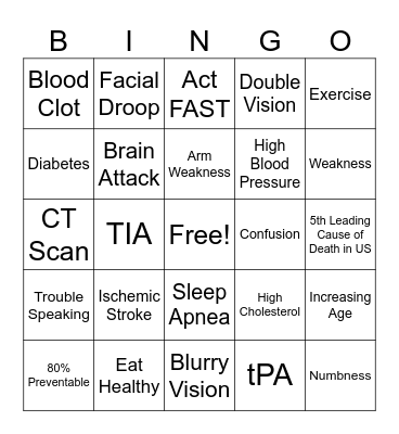 Stroke BINGO Card