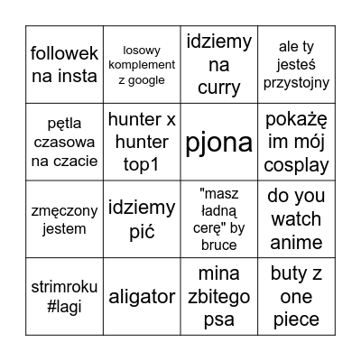 #tokionerdy Bingo Card