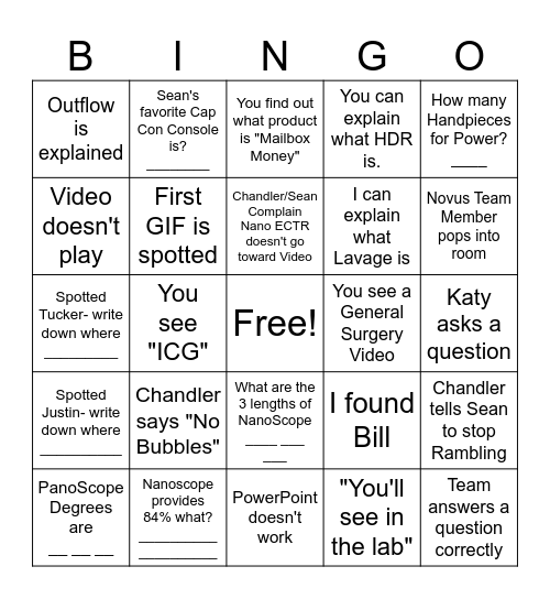 I&R BINGO Card