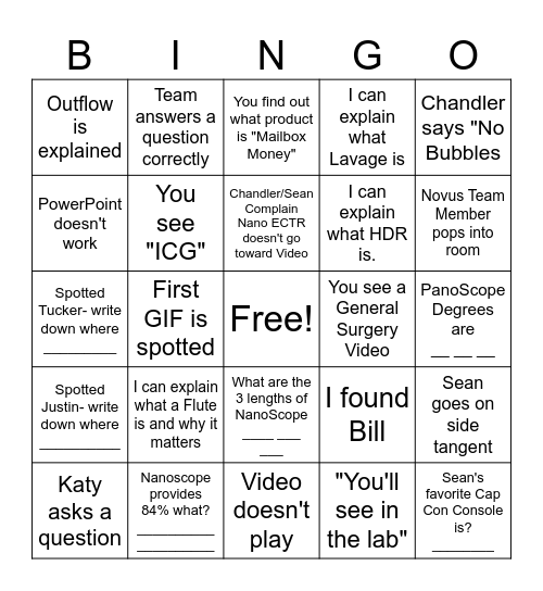 I&R BINGO Card