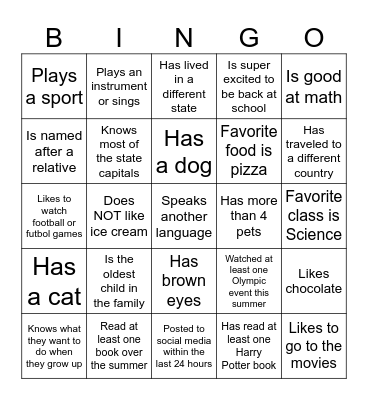 Get to Know You BINGO! Bingo Card