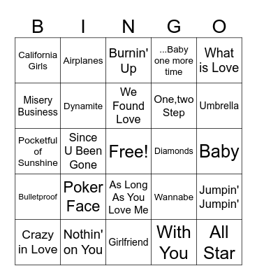 Ms. Pierce's Middle School BINGO Card