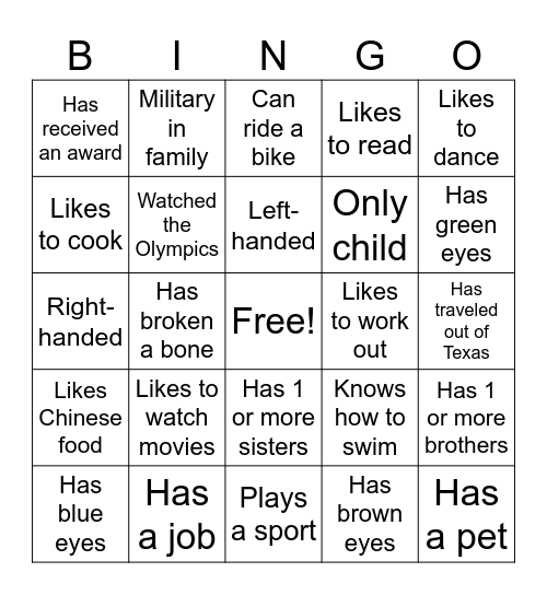 Eagle Choir BINGO! Bingo Card