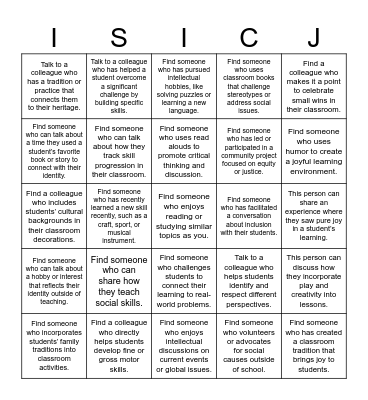 Welcome Back! Bingo Card