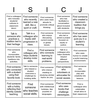 Welcome Back! Bingo Card