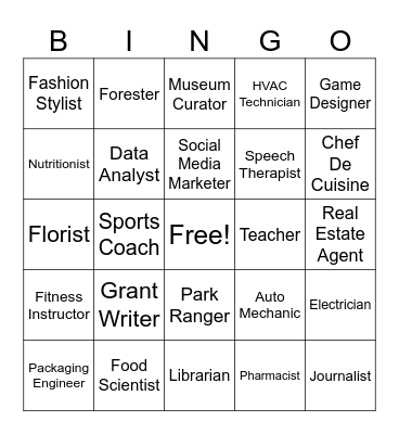 CAREER EXPLORATION BINGO Card