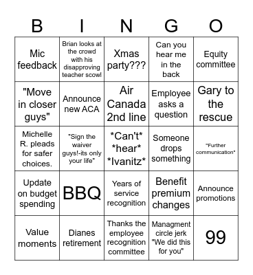 August 13th 2024 Bingo Card