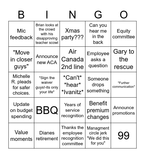 August 13th 2024 Bingo Card