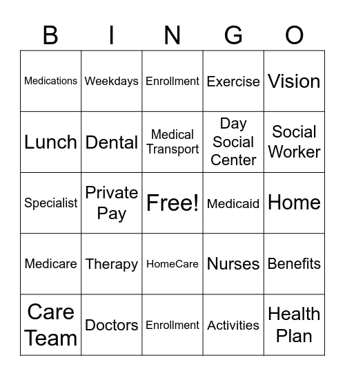 PACE BINGO Card