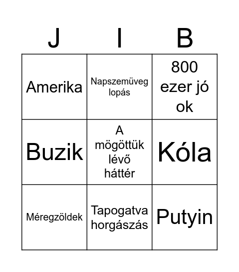 Mezitlábas Bingó Bingo Card